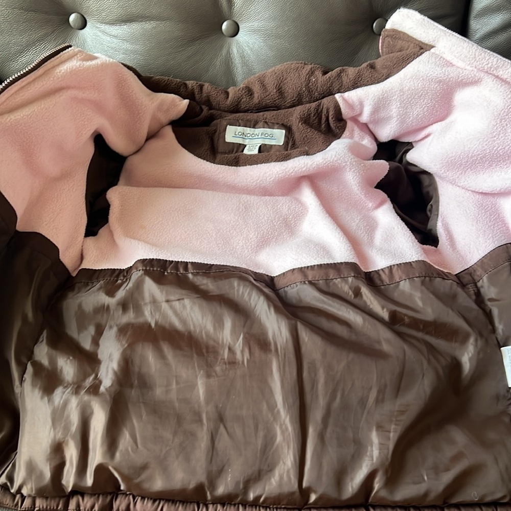 Girls London Fog Winter Coat Size Large 14-16 Brown and Pink - Picture 11 of 13